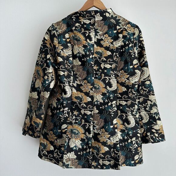 Soft Surroundings Jacket Womens Medium Brocade Asian Metallic Jacquard Viola - Picture 6 of 14